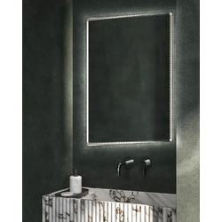 Project Mirrors Wood Tress Ορθογώνιος Καθρέπτης Μπάνιου Led Ξύλινος Ασήμι 50x70cm