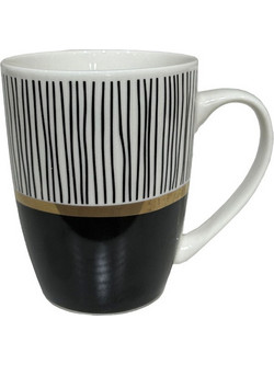City Κουπα New Bone China Λευκο Μαυρο Χρυσο 8x8x11 - Liberta - Λευκό,Μαύρο,Χρυσό