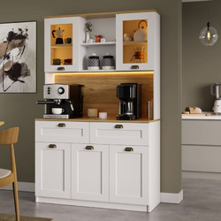 Coffee Stand Vionna 1600-221 White Melamine Coated Particle Board 120x44x191.8 cm