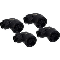 Alphacool Alphacool Eiszapfen 16/10mm Screw-in Fitting 90 Rotatable G1/4 Black Connection Soft Tubing Pvc Silicone Neoprene