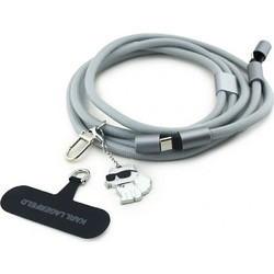 Karl Lagerfeld CBDY Choupette Charm Universal Cable Leash USB-C / USB-C gray