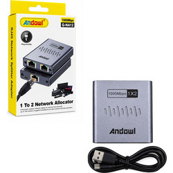 Andowl Διακλαδωτής Δικτύου 1 σε 2 Gigabit με USB Type-C Q-NA12 - Network Splitter with USB Type-C-0751277-252581