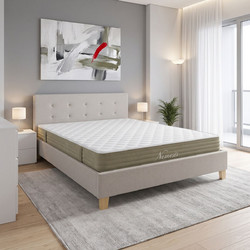 Pakoworld Mago Κρεβάτι Διπλό Υφασμάτινο Εκρού 160x200cm