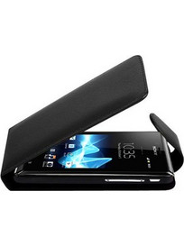 Sony Xperia J St26i Black Leather Case