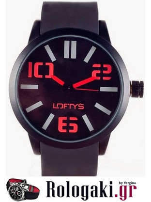 Lofty's Ανδρικό Ρολόι με Μαύρο Καουτσούκ Λουράκι T3347