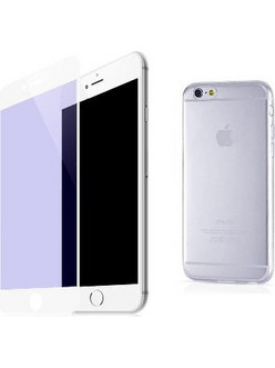 Σετ Θήκη Ultra Thin TPU Gel Με Προστατευτικό Οθόνης Tempered Glass 3D 9h WTP002 Λευκό για Apple iPhone 6 / 6S 4.7" Διαφανής (WK)