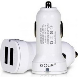 GOLF GF-C03 Car Charger 2 Χ USB DUAL 5V 2A White Φορτιστής Αυτοκινήτου FTT9-020
