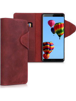 Kalibri Δερμάτινη Θήκη - Πορτοφόλι Sony Xperia XZ3 - Dark Red (45963.20)