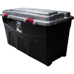 BAMA Ιταλίας Κουτί Αποθήκευσης 80x40x45cm 85lt Πλαστικό με Κλιπς και 4 Ρόδες Μαύρο-Ασημί IPERBOX