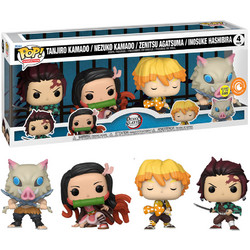 Funko Pop! Animation Demon Slayer 4 Pack Zenitsu Agatsuma, Tanjiro Kamado, Nezuko Kamado, Inosuke Hashibira Exclusive