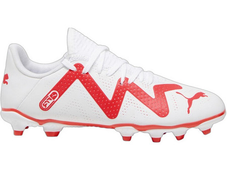 Puma Future Play FG/AG 107388-01 Παιδικά Ποδοσφαιρικά Παπούτσια με Τάπες Λευκά Κόκκινα
