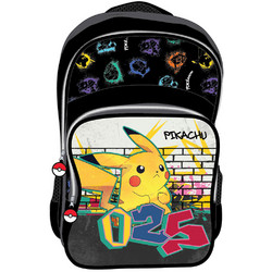Safta Pokemon Pikachu Σχολική Τσάντα Πλάτης Δημοτικού Μαύρη POK23-1617