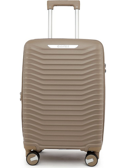 Amber AM1005 Βαλίτσα Καμπίνας 55x35x23cm με 4 Ρόδες Καφέ