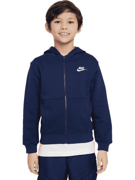 Nike Παιδική Ζακέτα Φούτερ με Κουκούλα και Φερμουάρ Navy Μπλε FD3004-410