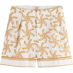 Scotch & Soda Γυναικείο Σορτς Υφασμάτινο Ψηλόμεσο Λευκό Μπεζ 177370-7281