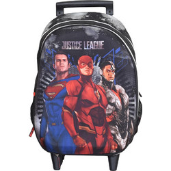 SunCe Justice League Σχολική Τσάντα Τρόλεϊ Δημοτικού Μαύρη JK1-7895