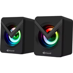 Kisonli L-1040 Ηχεία Υπολογιστή 2.0 2.5W με RGB Φωτισμό Black