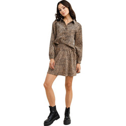Rut & Circle Μακρυμάνικο Γυναικείο Πουκάμισο Animal Print Καφέ RUT-21-03-104