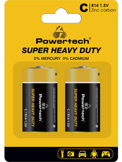 Powertech Zinc Carbon Super Heavy Duty R14 2τμχ