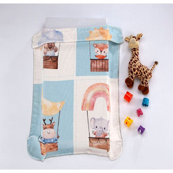 Morven Mora Lumpy Animals Κουβέρτα Κούνιας Βελουτέ 110x140 Λευκή Γαλάζια