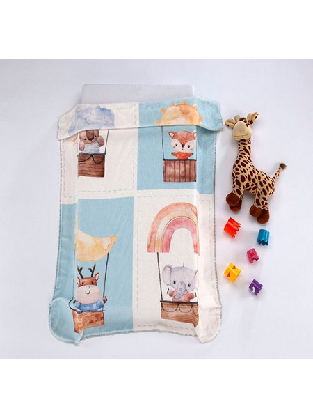 Morven Mora Lumpy Animals Κουβέρτα Κούνιας Βελουτέ 110x140 Λευκή Γαλάζια