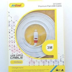 Andowl QY-C069C Flat USB-A to Lightning Cable 3m White Red QY-C069C