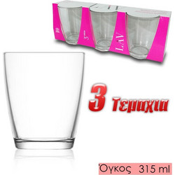LAV Σετ Ποτήρια Νερού Γυάλινα 315ml 3τμχ 0321.212