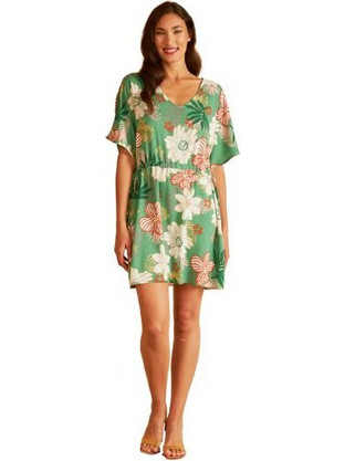 Harmony Mini Καλοκαιρινό Καθημερινό Φόρεμα Floral Πράσινο 33-506606