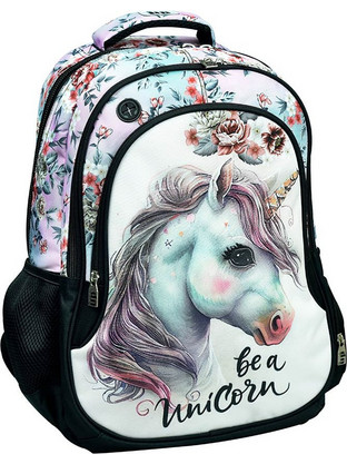 Back Me UP Magic Unicorn Σχολική Τσάντα Πλάτης Δημοτικού Λευκή 357-17031
