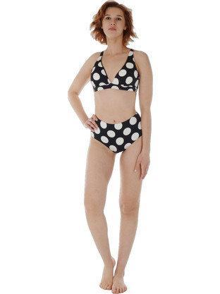 Gsecret Bikini Set Ψηλόμεσο Μαύρο Λευκό C21527-27930
