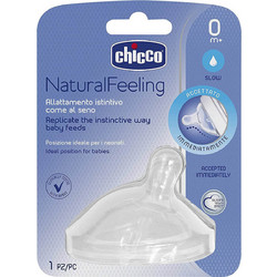 Chicco Natural Feeling Θηλή Σιλικόνης για Μπιμπερό 0m+ Αργής Ροής 2τμχ