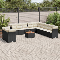 vidaXL Σετ Σαλόνι Κήπου Rattan 12τμχ Μαύρο 3223725