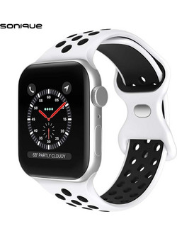 Sonique Sport Λουράκι Σιλικόνης White / Black (Apple Watch 42 / 44 / 45mm)