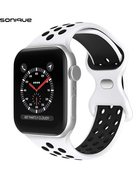 Sonique Sport Λουράκι Σιλικόνης White / Black (Apple Watch 42 / 44 / 45mm)