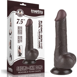 Lovetoy Sliding-Skin 7.5" Dual Layer Dong II Ρεαλιστικό Dildo με Βεντούζα & Όρχεις 19.5cm Μαύρο