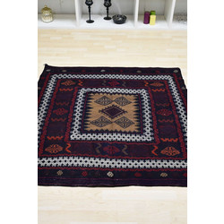 Sprintzio Persian Kilim Χειροποίητο Χαλί Ορθογώνιο Κιλίμι 4 Εποχών Μάλλινο 135x133cm Blue Black Red