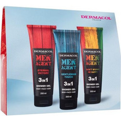 Dermacol Men Agent Eternal Victory Shower Gel 250ml + Agent Gentleman Touch Shower Gel 250ml + Agent Don't Worry Be Happy Shower Gel 250ml