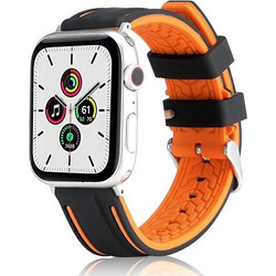 Beline Solid Λουράκι Σιλικόνης Black / Orange (Apple Watch 42 / 44 / 45 / 49mm)