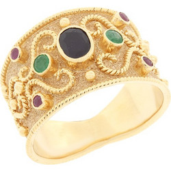 Million Diamonds Γυναικείο Δαχτυλίδι από Xρυσό 18K με Ρουμπίνι Σμαράγδι & Ζαφείρι RK20840