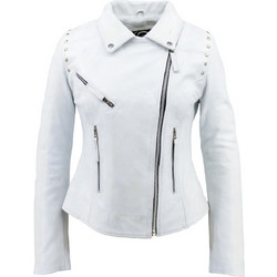 Leather 100 Γυναικείο Μπουφάν Δερμάτινο Κοντό Λευκό 49-W-6164-2