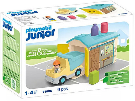 Playmobil Junior Ανατρεπόμενο Φορτηγό με Εργάτη για 1-4 Ετών 71686