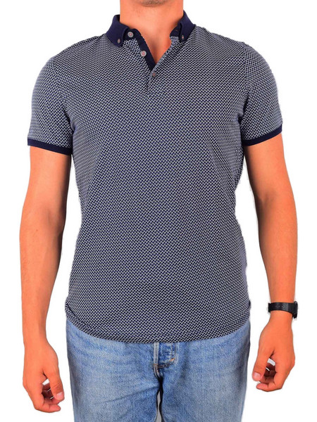 Ted Baker Ανδρική Μπλούζα Polo Κοντομάνικη Navy Μπλε TS7M/GB70/FLIYTE.