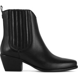 Mexx Γυναικεία Μποτάκια Cowgirl Δερμάτινα Μαύρα με Χοντρό Χαμηλό Τακούνι MICP1710443W
