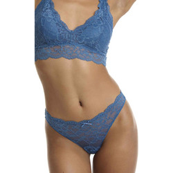 Walk Γυναικείο String με Δαντέλα Μπλε W2042-07