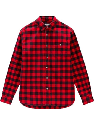 Woolrich Woolrich Ανδρικό Πουκάμισο Βαμβακερό Καρό Μακρυμάνικο Κανονική Γραμμή Κόκκινο CFWOSI0090MRUT3104-5321