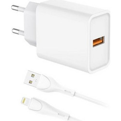 INOS Φορτιστής με Καλώδιο Lightning με Θύρα USB-A 18W