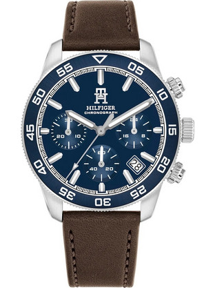 Tommy Hilfiger TH85 Ανδρικό Ρολόι Χρονογράφος με Καφέ Δερμάτινο Λουράκι 1792163