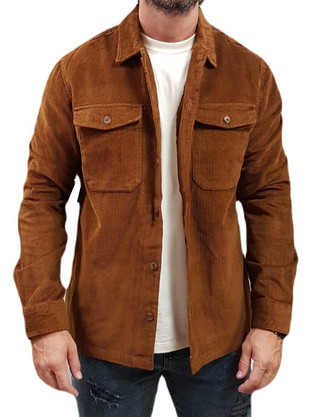 Jack & Jones Ανδρικό Πουκάμισο Κοτλέ Μακρυμάνικο Overshirt Rusted 12246303