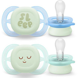 Philips Avent Ultra Star Ανατομικές Ορθοδοντικές Πιπίλες Σιλικόνης Νυκτός 0-2m Μπλε-Πράσινο 2τμχ