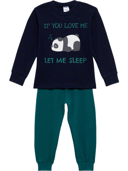 Pretty Baby Let me Sleep Παιδική Πιτζάμα Βαμβακερή Χειμωνιάτικη Navy Μπλε Πετρόλ 68191
